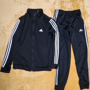 Adidas Black Tracksuit with White Stripes